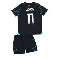 Fotballdrakt Barn Manchester City Jeremy Doku #11 Tredjedraktsett 2023-24 Kortermet (+ Korte bukser)
